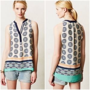 Anthropologie | Blue Silk Finn Sleeveless Tank